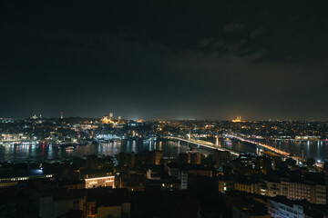 Fototapeta na wymiar Istanbul at night. Cityscape of Istanbul from Galata Tower