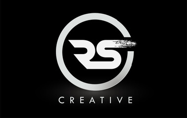 White RS Brush Letter Logo Design. Creative Brushed Letters Icon Logo.