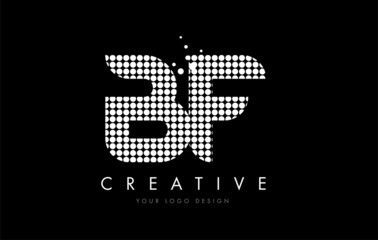 BF B F Letter Logo Design White Magenta Dots and Swoosh
