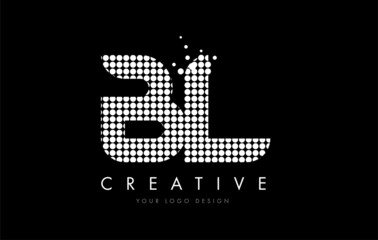 BL B L Letter Logo Design White Magenta Dots and Swoosh