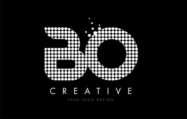 BO B O Letter Logo Design White Magenta Dots and Swoosh