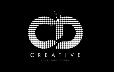 CD C D Letter Logo Design White Magenta Dots and Swoosh