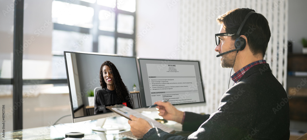 Poster virtual job interview webcast