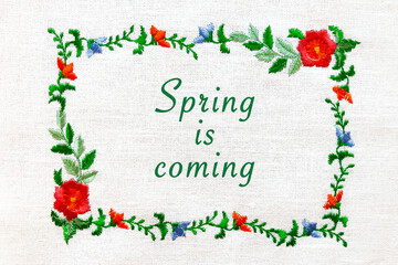 Spring frame in the form of flowers and petals.