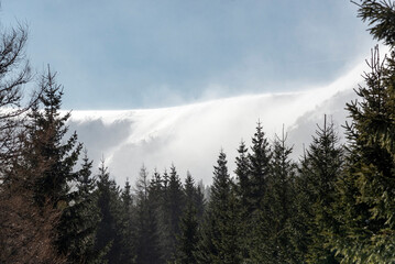 Beautiful winter panorama, Karkonosze mountains