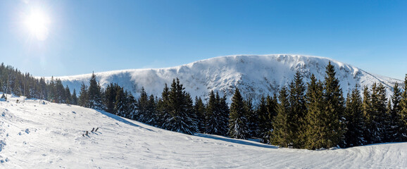Beautiful winter panorama, Karkonosze mountains