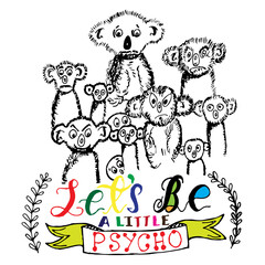 Funny Animals Cute Cartoon Bears and Cats illustration Drawing