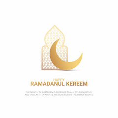 Fototapeta na wymiar Moon and mosque window happy ramadan Islamic creative design concept for poster, banner illustration 12. 