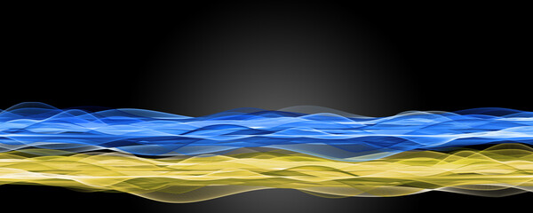 National color wave panorama of Ukraine with space for text
