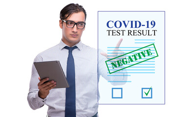 Concept of coronavirus covid-19 test with businessman