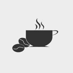 Coffee cup beans vector icon illustration sign