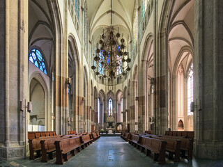 Fototapeta na wymiar Utrecht, Netherlands. Interior of Utrecht Cathedral (St. Martin's Cathedral, Dom Church). The construction of the current Gothic building was started in 1254.
