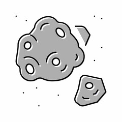 meteor asteroid color icon vector flat illustration