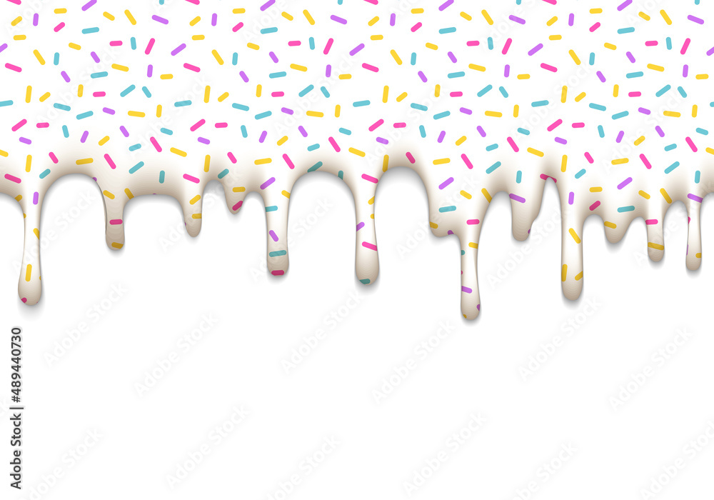 Aufkleber vector illustration with dripping white glaze isolated on white background. sweet seamless border wi