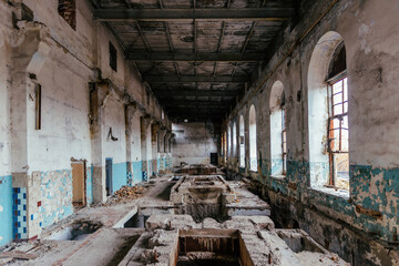 Old ruined industrial building for reconstruction as loft