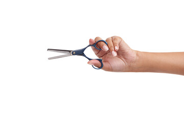 Time for a new hairstyle. Cropped shot of a woman holding a pair of haircutting scissors.
