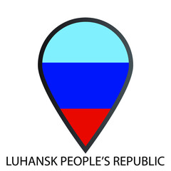 Flat location pin flag of Luhansk people's republic icon. Simple isolated button. Eps10 vector illustration.