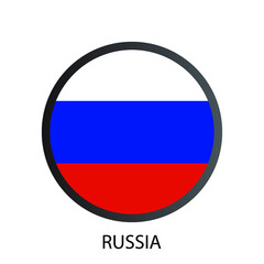 Fototapeta premium Flat round flag of Russia icon. Simple isolated button. Eps10 vector illustration.