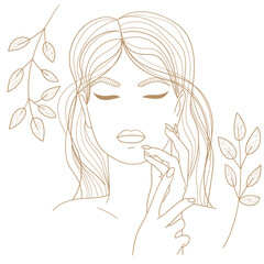 Beautiful woman. Line art. Vector illustration.