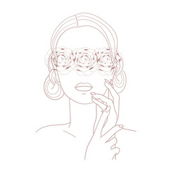 Beautiful woman. Line art. Vector illustration.