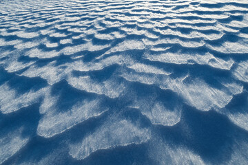 Frozen surface wind-formed snow surface