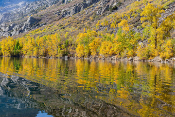 Sunny view of the fall color of Silver Lake