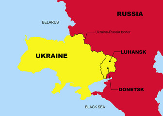 Obraz premium Ukraine crisis map. of the conflict area Luhansk and Donetsk, the war zone in-between Ukraine and Russia.