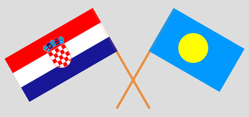Crossed flags of Croatia and Palau. Official colors. Correct proportion