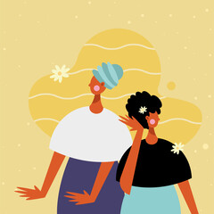 young women and flowers