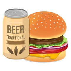 Beer concept illustration burger fast food template vector meal