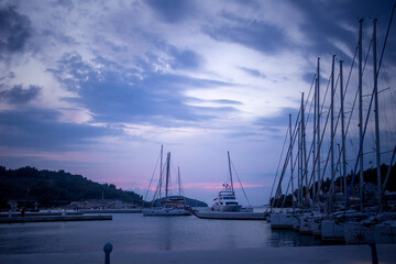 Boat in the dock sunset