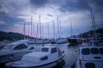 Boat in the dock sunset