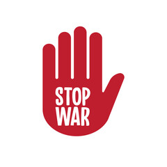 Stop war sign on hand icon.