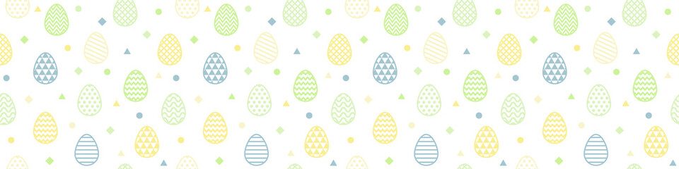 Easter seamless pattern with decorative eggs. Banner. Vector