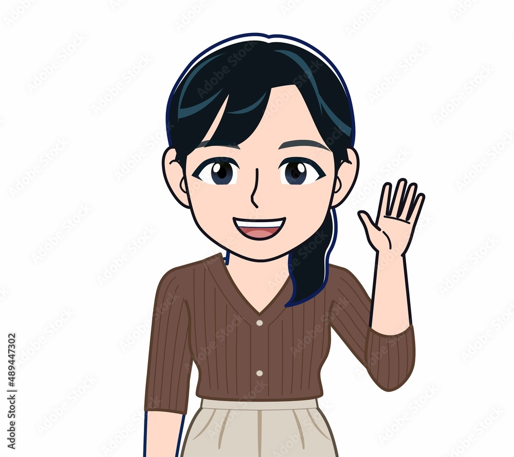 Sticker かわいい若い女性