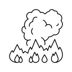 fire smoke line icon vector illustration