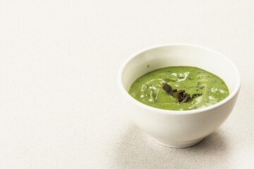 Kelp puree isolated on white background. Healthy superfood from oceanic seaweed