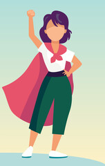 woman in superhero cloak. Vector illustration
