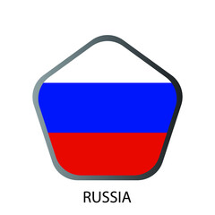 Flat pentagon flag of Russia icon. Simple isolated button. Eps10 vector illustration.