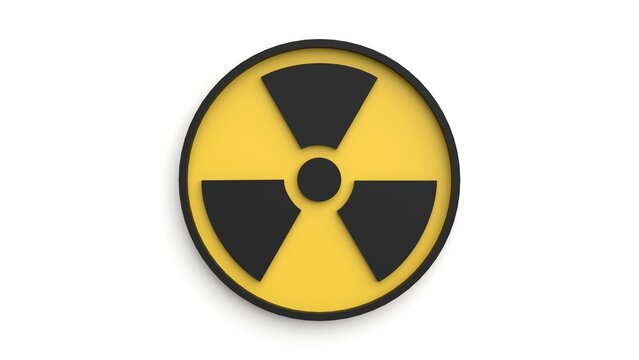 Radiation warning sign, nuclear simbol isolated on white that represents radioactive contamination, atomic waste and hazard radioactivity pollution