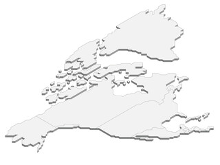 Isometric political map of North America