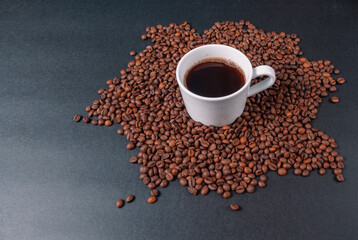 cup of coffee with beans