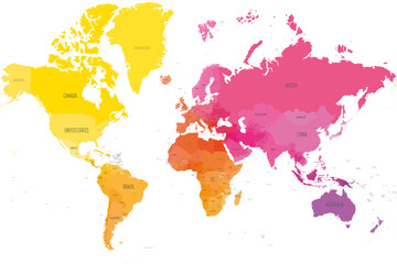 Colorful political map of World.