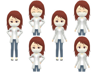 [Angry A] Woman cardigan wavy hair front