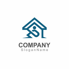 Home and people Logo design inspiration image Template Design Vector
