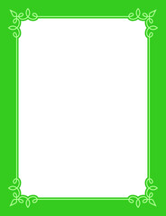 Vector border frame. Green background or book page. Simple rectangular billboard, poster, card, plaque, signboard, sticker, or label 