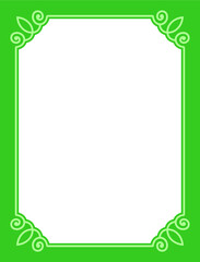 Vector border frame. Green background or book page. Simple rectangular billboard, poster, card, plaque, signboard, sticker, or label 