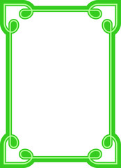 Vector border frame. Green background or book page. Simple rectangular billboard, poster, card, plaque, signboard, sticker, or label 