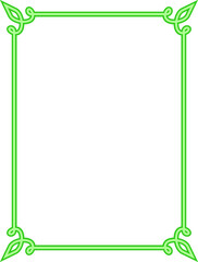 Vector border frame. Green background or book page. Simple rectangular billboard, poster, card, plaque, signboard, sticker, or label 