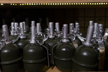 Obraz premium Hand grenades at a military warehouse in Ukraine